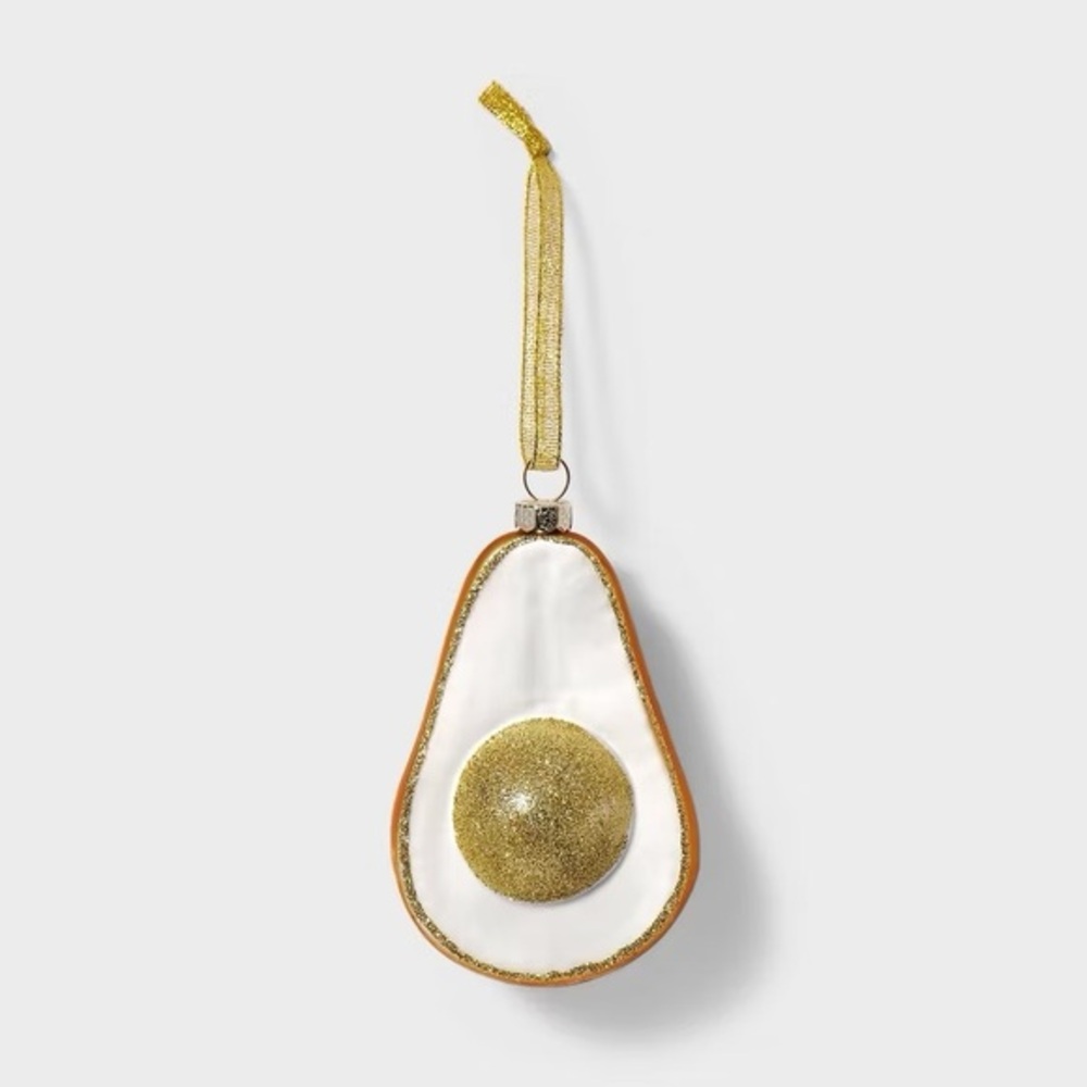 Glass nwt avocado Gifting Tree Ornament Metallic Gold - Tabitha Brown for target